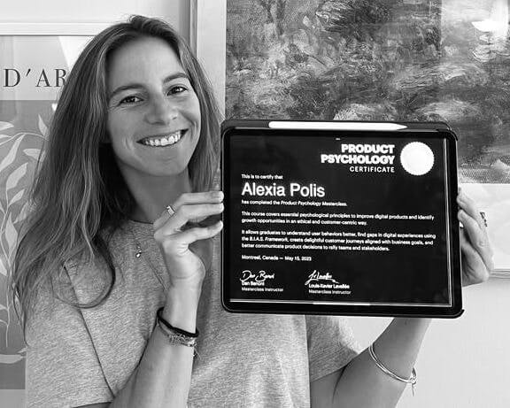 Alexia Polis and her Product Psychology certificate
