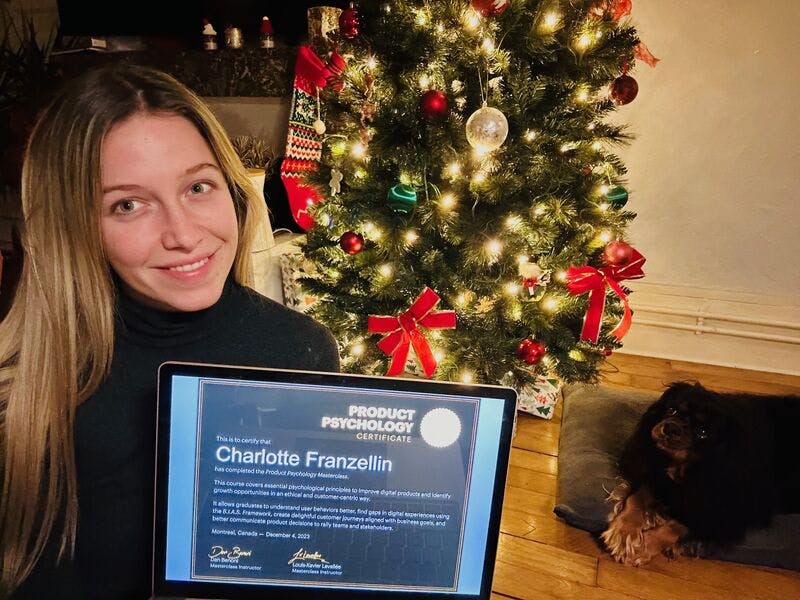 Charlotte Franzellin and her Product Psychology certificate