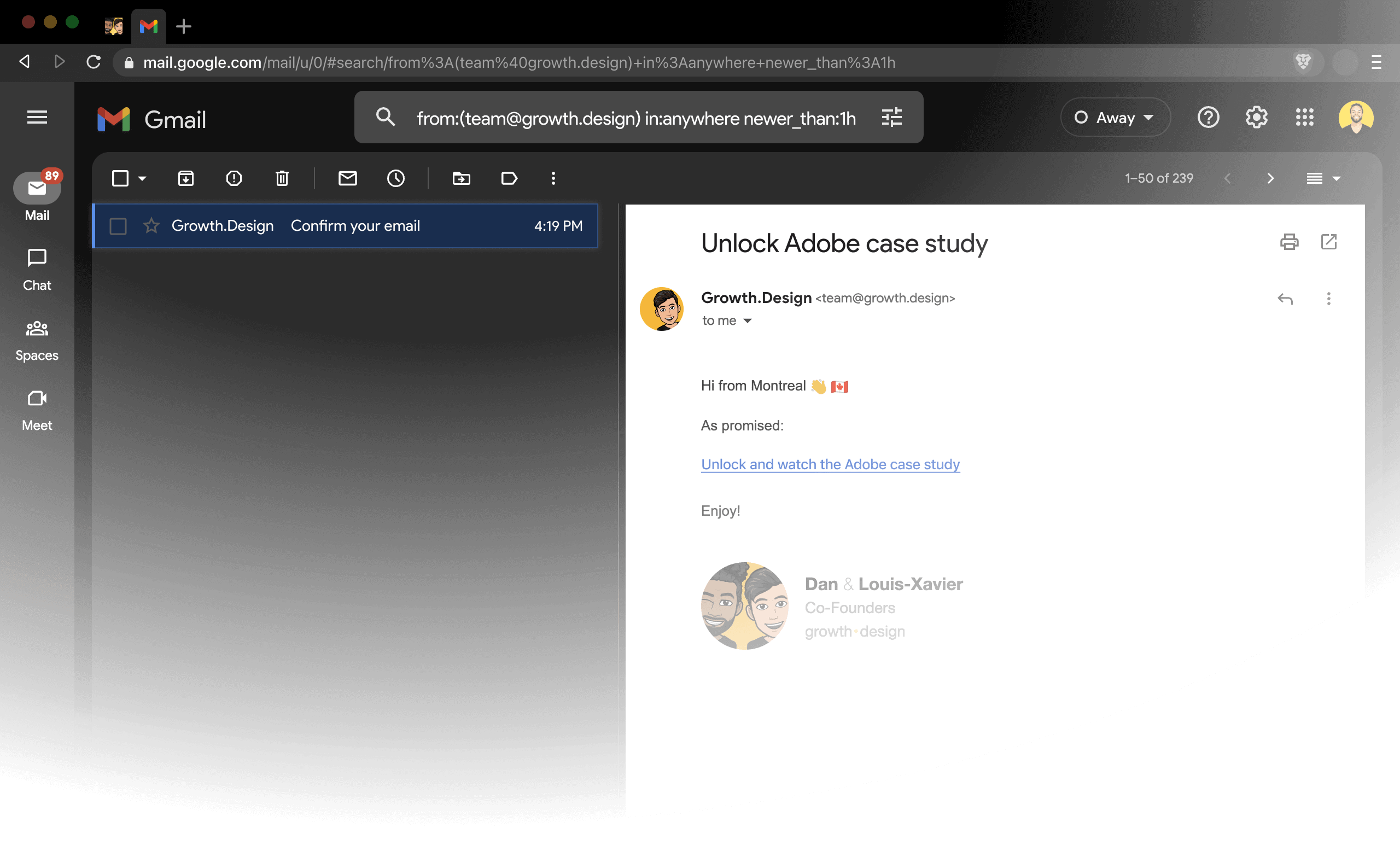 Sniper Link example in Gmail